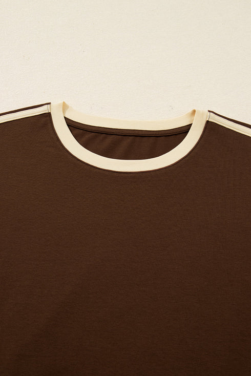 Varsity Stripe Ringer Crewneck Long Sleeve Top